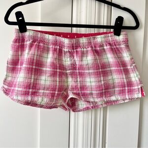 Blu Chic Lounge Plaid Cotton Lounge Sleep Shorts Pink Sz M